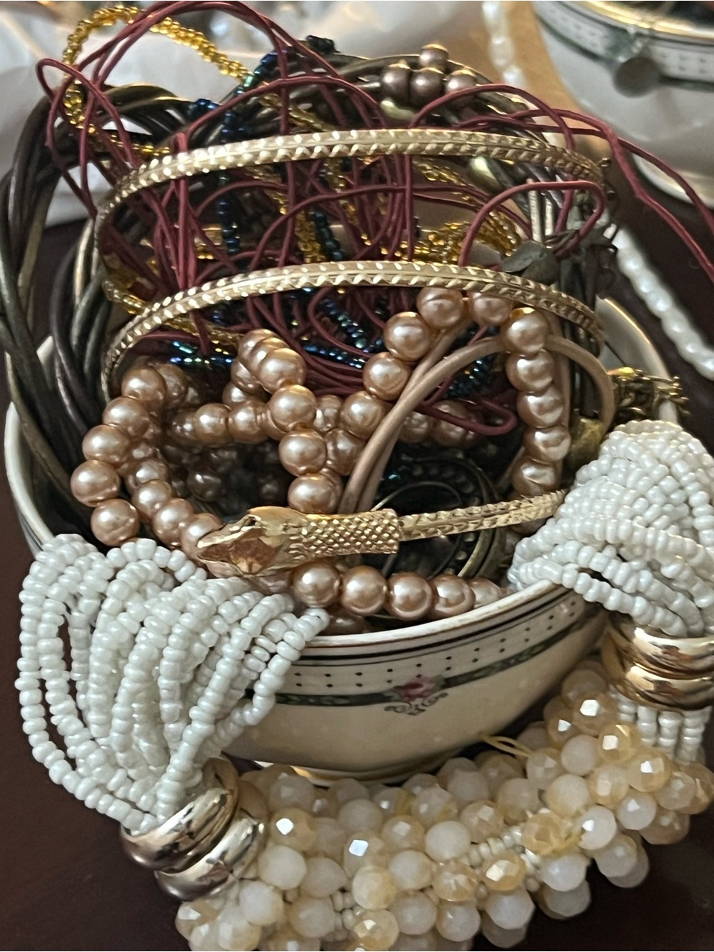 Teacup Full of Mystery Jewelry Lot Wearable Vintage Estate to Modern Surprise